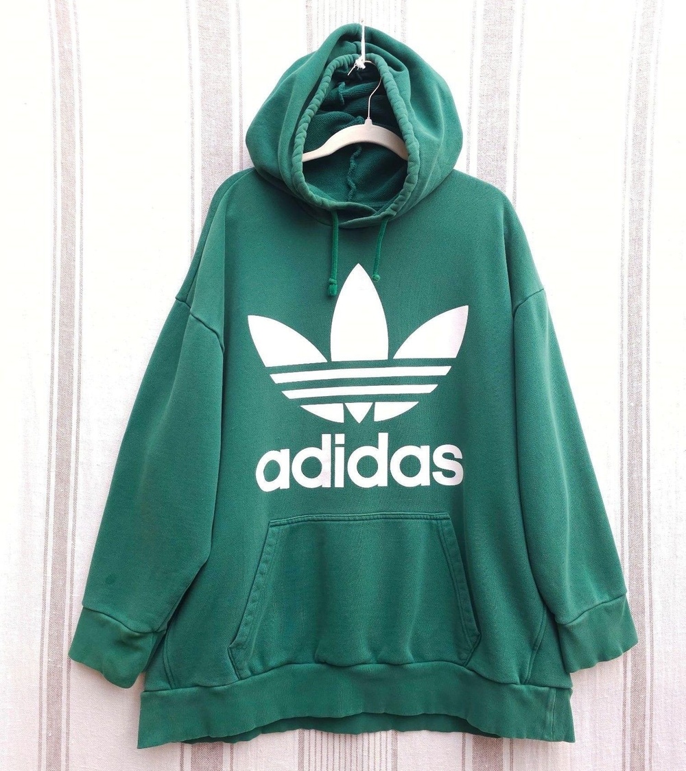 Adidas Originals Hoodie Mens 2XL Dark Green Trefoil Logo Heavyweight Oversize